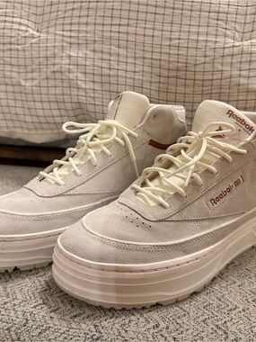 Reebok Women's Cream Suede Platform Sneakers